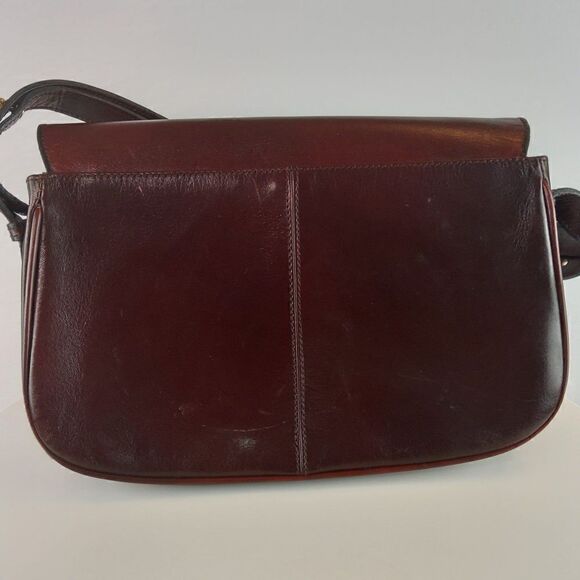 Vintage made in Italy leather burgundy shoulder bag with adjustable straps - Picture 5 of 12